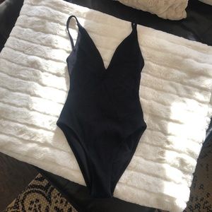 Topshop ribbed open back one piece NWT
